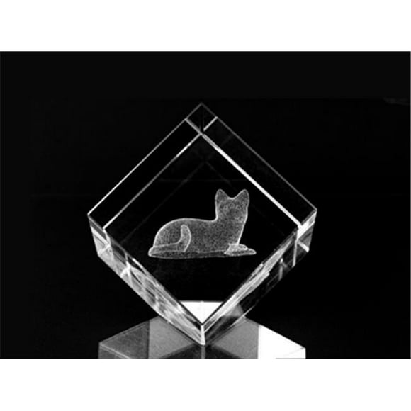 1160-50-05 2 L x 2 H x 2 W in. Crystal Laser-Engraved Cat Animals and Nature Laser-Cut