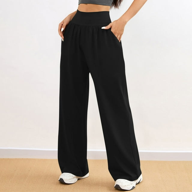 Simua Womens Pants High Waist Straight Leg Lounge Trousers