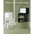 thumbnail image 5 of VASAGLE Vanity Desk with Mirror and Lights, Makeup Vanity Set with Stool, Power Outlets, Dimmable LED Lights - Bedroom Beauty Station, Ink Black, 5 of 6