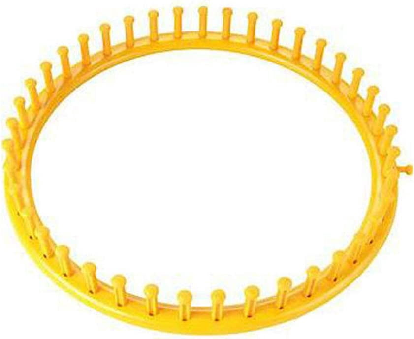 ABCISI Round Knitting Looms Set, Craft Kit Tool with Hook Needle and Crochet, Round Plastic Knit Quick Loom Set, for Loom Knitting Hats, Scarves Shawl Sock Blankets & More(Yellow-29cm)