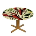 thumbnail image 3 of PIKWEEK Sea Creatures Crawfish Round Tablecloth, Fitted Table Cover with Elastic for  Round Tables, Lemon Red Marine Life Retro Yellow Table Cloth Outdoor Indoor Dinning Party Waterproof Tablecloths, 3 of 7