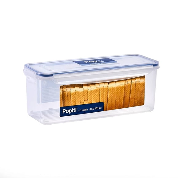 Contenedor Hermético Popit! XE102P-8 Rectangular Con Rejilla Removible 3 L