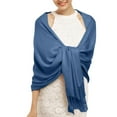 thumbnail image 2 of Women Knitted Triangle Shawls and Wraps Cold Weather Neck Warmer Solid Color Shawl Scarf Dark Blue One Size, 2 of 5