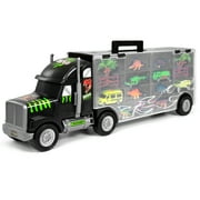 Best Choice Products 22in 16-Piece Kids Giant Transport Carrier w Dinosaur Figures Helicopter Jeep Cars Multicolor by