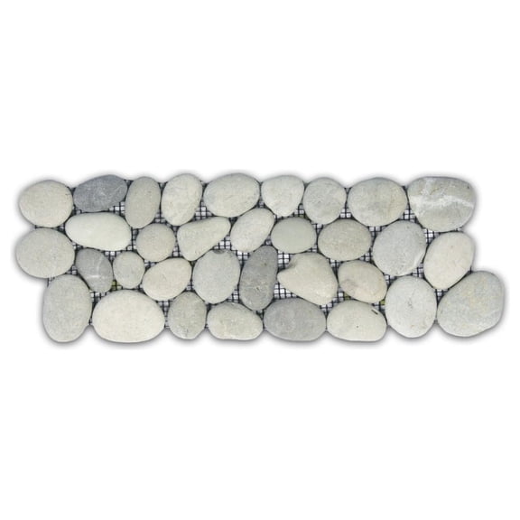 CNK Tile Bali Cloud Pebble Tile Border 4" x 12" Polished Stone for Bathroom Kitchen Backsplash Shower Floors Wall Decor Outdoor
