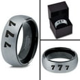 thumbnail image 4 of Tungsten Lucky Number Seven Band Ring 8mm Men Women Comfort Fit Black Dome Brushed Gray Polished, 4 of 4