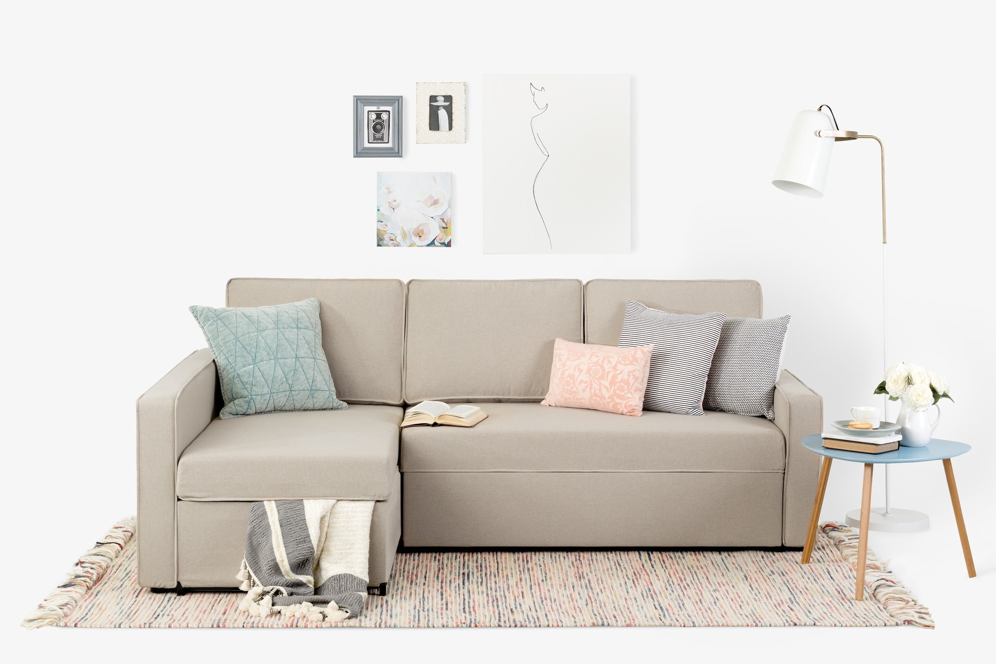 live it cozy sectional sofa bed with storage