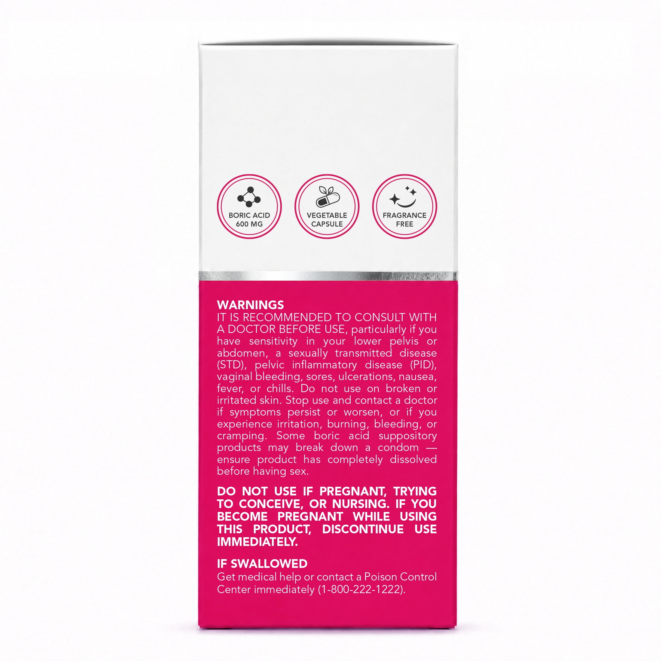 NutraBlast Boric Life Boric Acid Vaginal Suppositories 600 mg, 30 Count for Odor Control