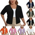 thumbnail image 1 of Yuyuzo Womens Cardigan Plus Size Cropped Open Front Blouses Top Solid Color Lightweight Loose Cover Ups, 1 of 7
