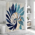 thumbnail image 5 of Navy Blue Teal Coastal Shower Curtain Set - Standard 72" x 72" Washable Bathtub Curtain with 12 Hooks, Abstract Art Nautical Ocean Conch Waterproof Fabric Stall Shower Curtains for Bathroom Décor, 5 of 6