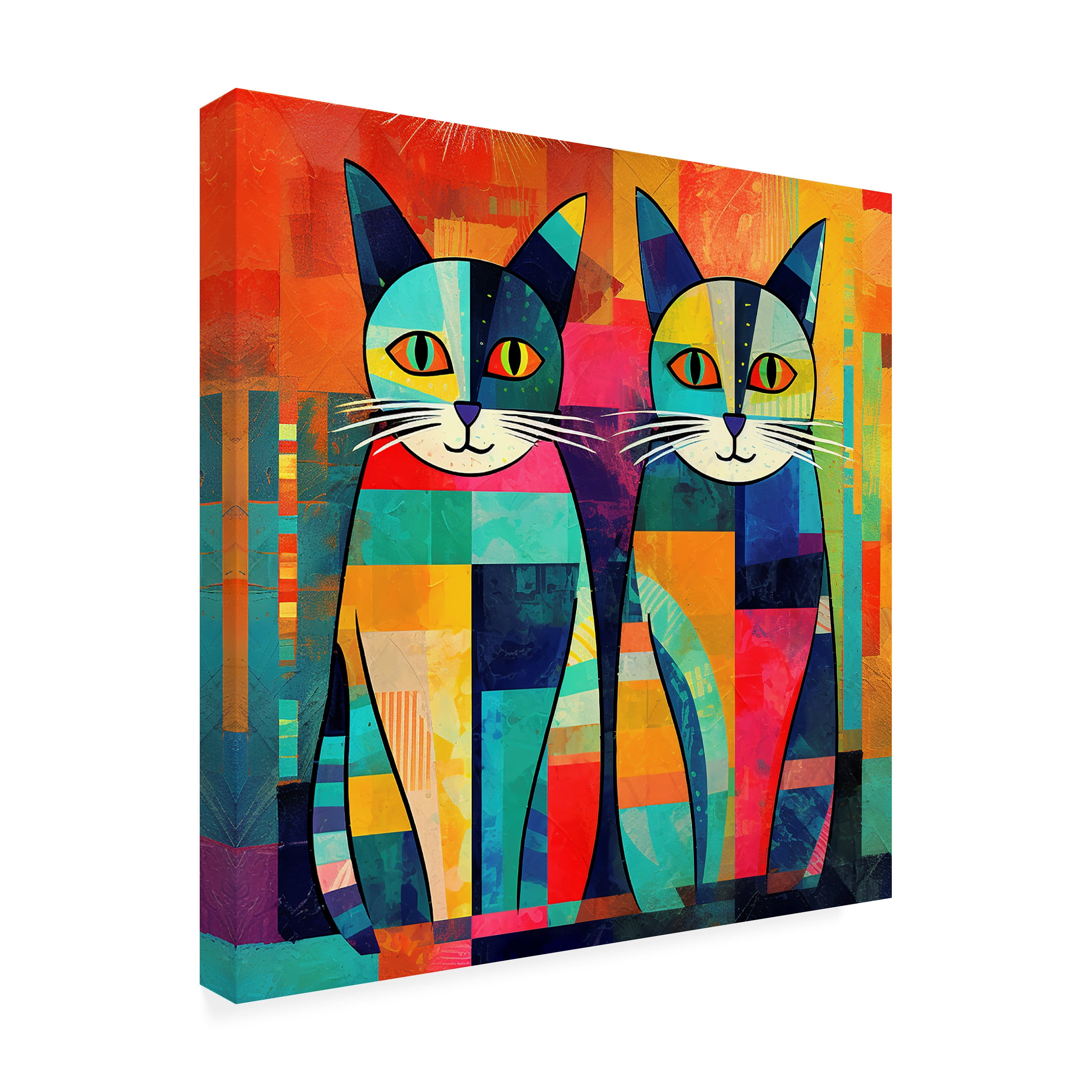 Canvas Wall Art - Ray Heere 'Colorful Cat 5' Wall Art for Living Room, Bedroom, or Office DÃ©cor by Trademark Fine Art - 35 x 35 Inches