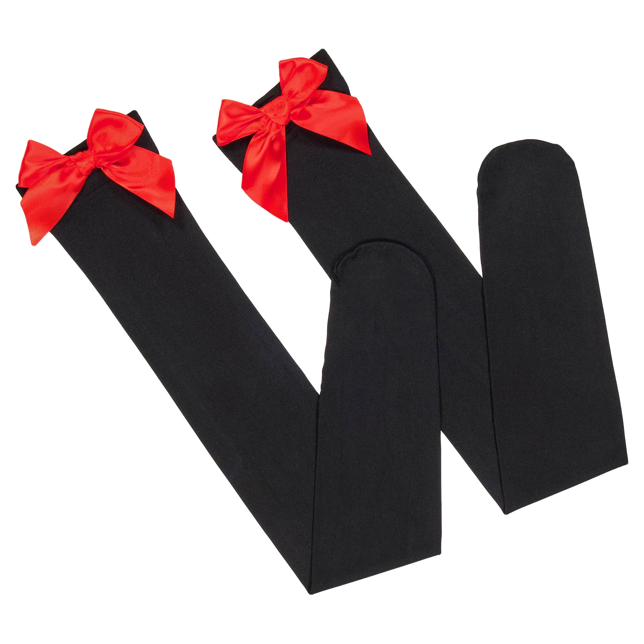 Bow Thigh High Tights Costume Accessory for Adults, Black and Red, S-XL, Halloween by Way To Celebrate