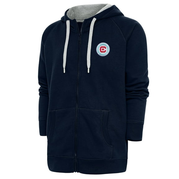 Men's Antigua Navy Chicago Fire Logo Victory Full-Zip Hoodie