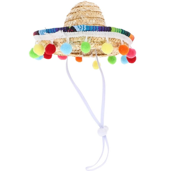 WRISTBIQUE Round Brim Sombrero Hat Mexican Style For Fiesta Party Hats 1Pcs 5.9x5.5x2.7in