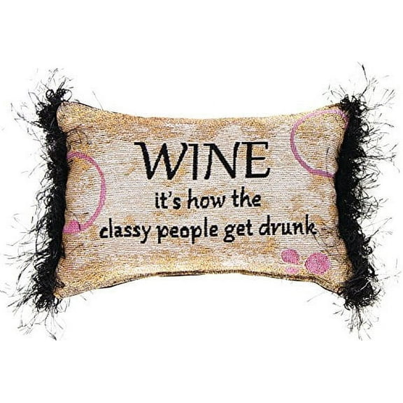 MWW Manual Word Throw Pillow, Wine is How Classy People Get Drunk, 12.5 x 8.5"