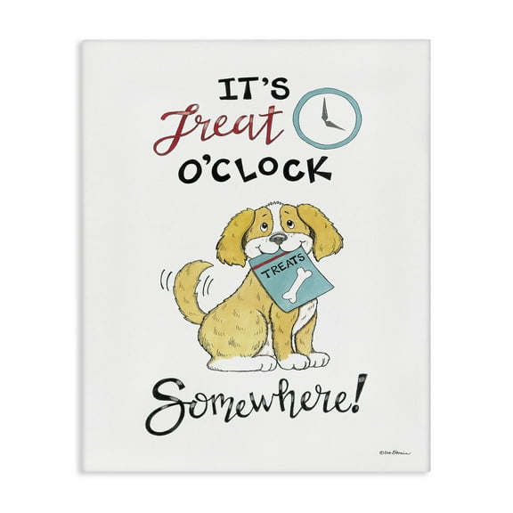 Stupell Industries Treat o'Clock Somewhere Animals Painting Wrapped Canvas Art Print Wall Art, 16 x 20