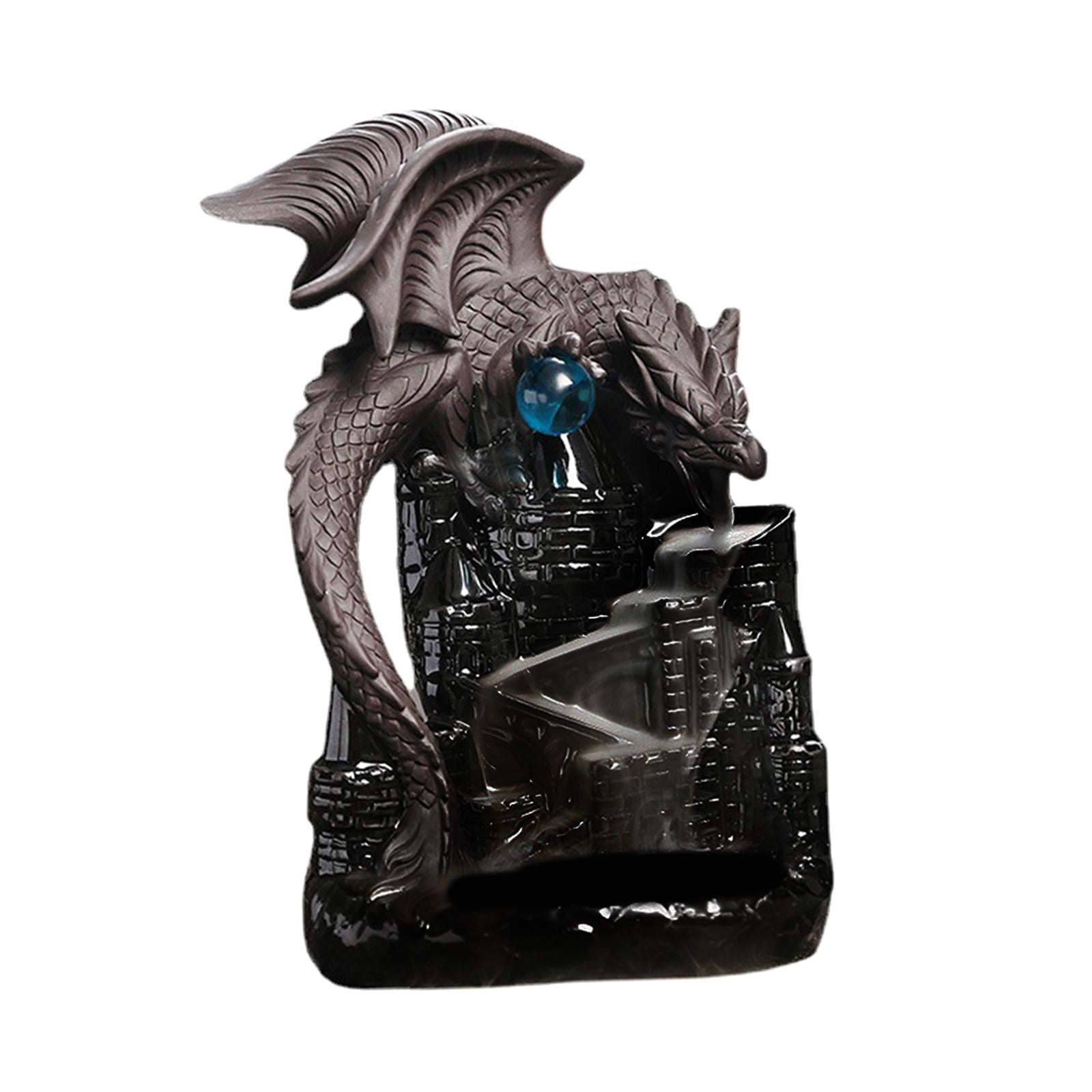 Backflow Incense Burner Incense Cone Holder Censer Ceramic Incense Holder Dragon Black