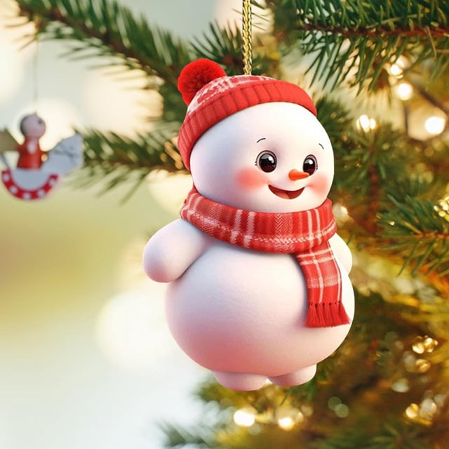 Adorno Navideño Acrílico de Muñeco de Nieve para Espejo Retrovisor de Coche | Colgante Plano 2D | Abalorio Duradero para Mochila Navideña | Decoración Navideña para Árbol de Navidad, Regalo para El H