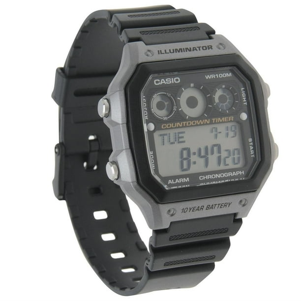 Casio Men s AE 1300WH 8AVCF Illuminator Digital Display Quartz Black Watch Walmart