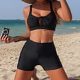 thumbnail image 3 of HUAXUN Tankini Tops for Women Swimwear Full Coverage Swimsuits V Neck High Waisted Skirted Bottom Drawstring Backless Design Beachwear 2 Piece Swimsuit Tummy Control Bathing Suit, 3 of 6