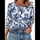 thumbnail image 1 of Blusas Elegantes e Informales con Mangas 3/4 y Botones para Mujer, Ideales para Vacaciones de Verano en la Playa. Azul M, 1 of 6
