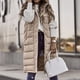 thumbnail image 1 of Meichang Chaleco largo de plumón para mujer, chaqueta con capucha sin mangas, talla grande, abrigos cálidos y delgados con cremallera, chaleco acolchado para exteriores,Khaki,XXL, 1 of 7