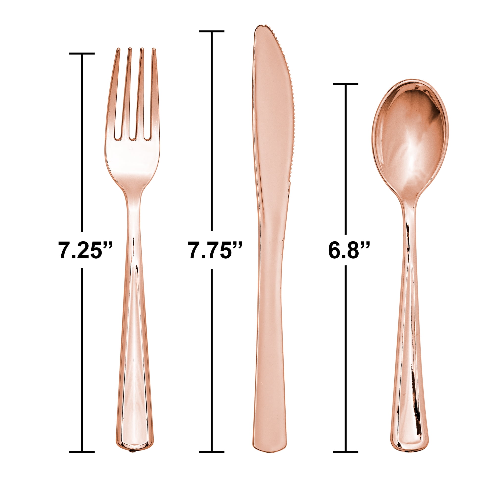 (2 pack) Rose Gold Assorted Plastic Disposable Cutlery 24 Count Forks Spoons Knives by Way to Celebrate
