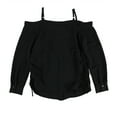 thumbnail image 2 of bar III Womens Side-Tie Button Up Shirt, Black, X-Large, 2 of 2