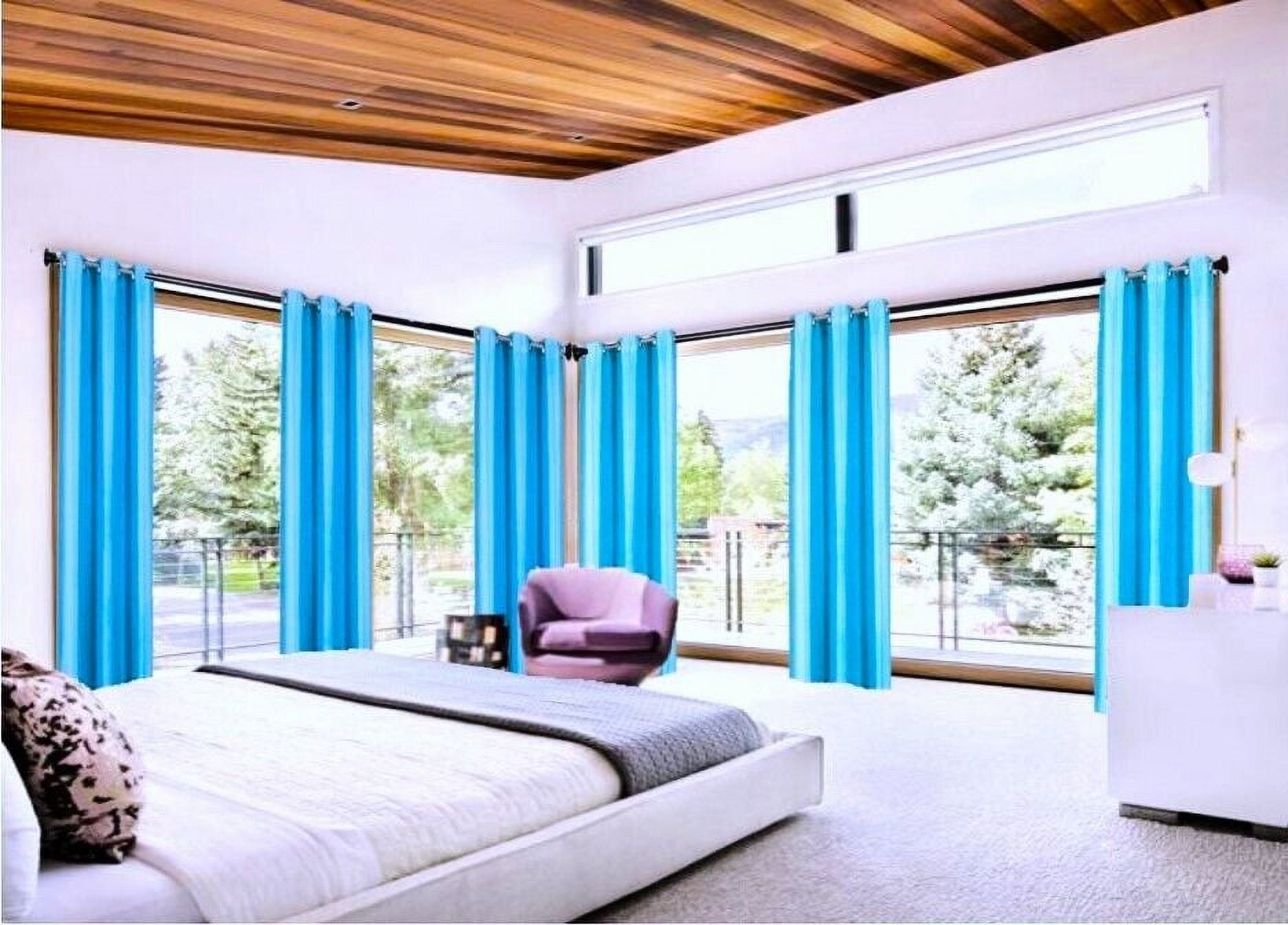 Home Bedroom Décor Set of 2 Panels K86 Turquoise Color 100% Blackout Full Room Darkening Thermal Window Curtain Grommets Top 37 inch wide X 84 inch length