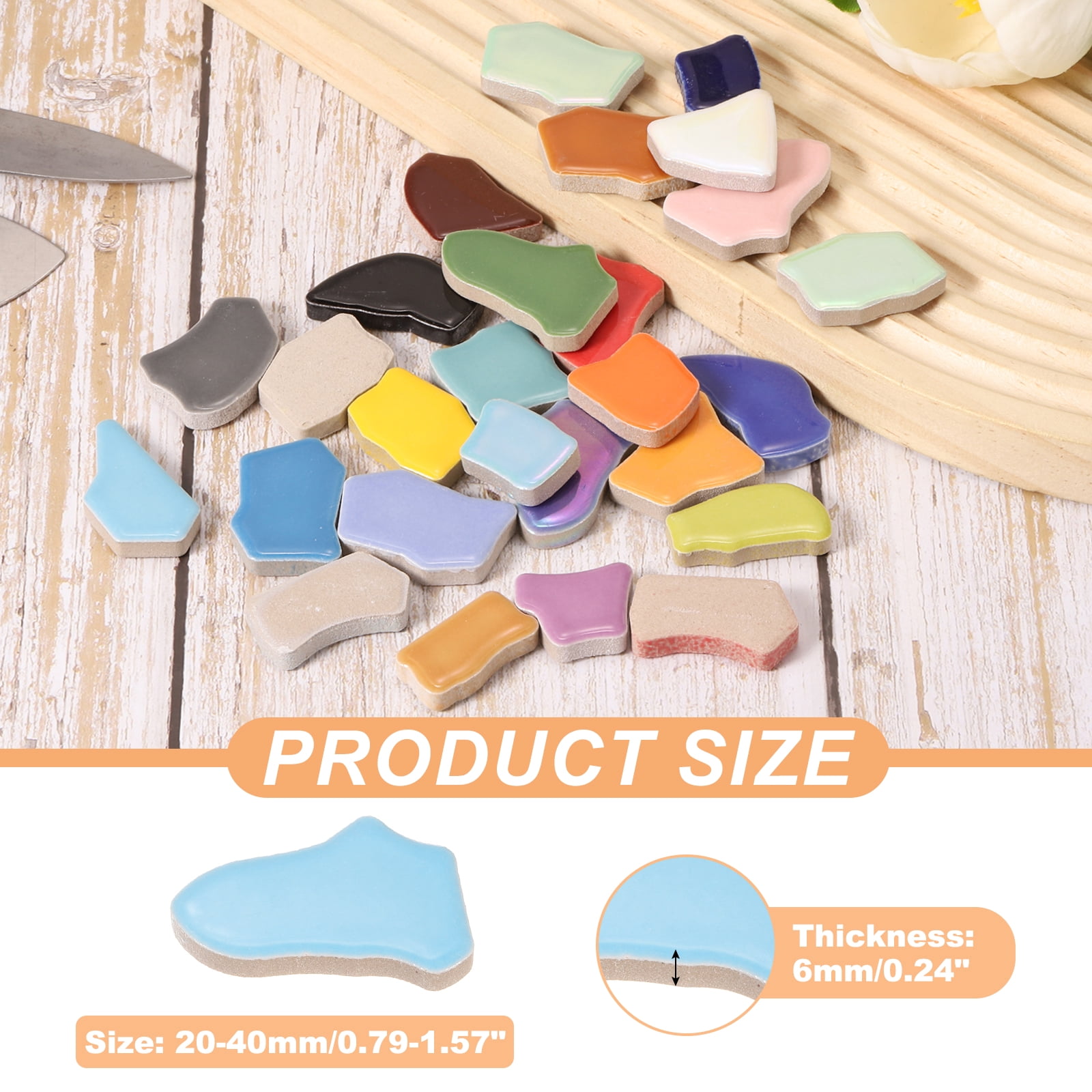 Uxcell 500g/1.1LB Irregular Ceramics Mosaic Tiles, 0.79"-1.57" Mosaic Stained Tile Broken Porcelain Pieces Stones Bulk for DIY Craft Making Vases Home Decoration, Sky Blue