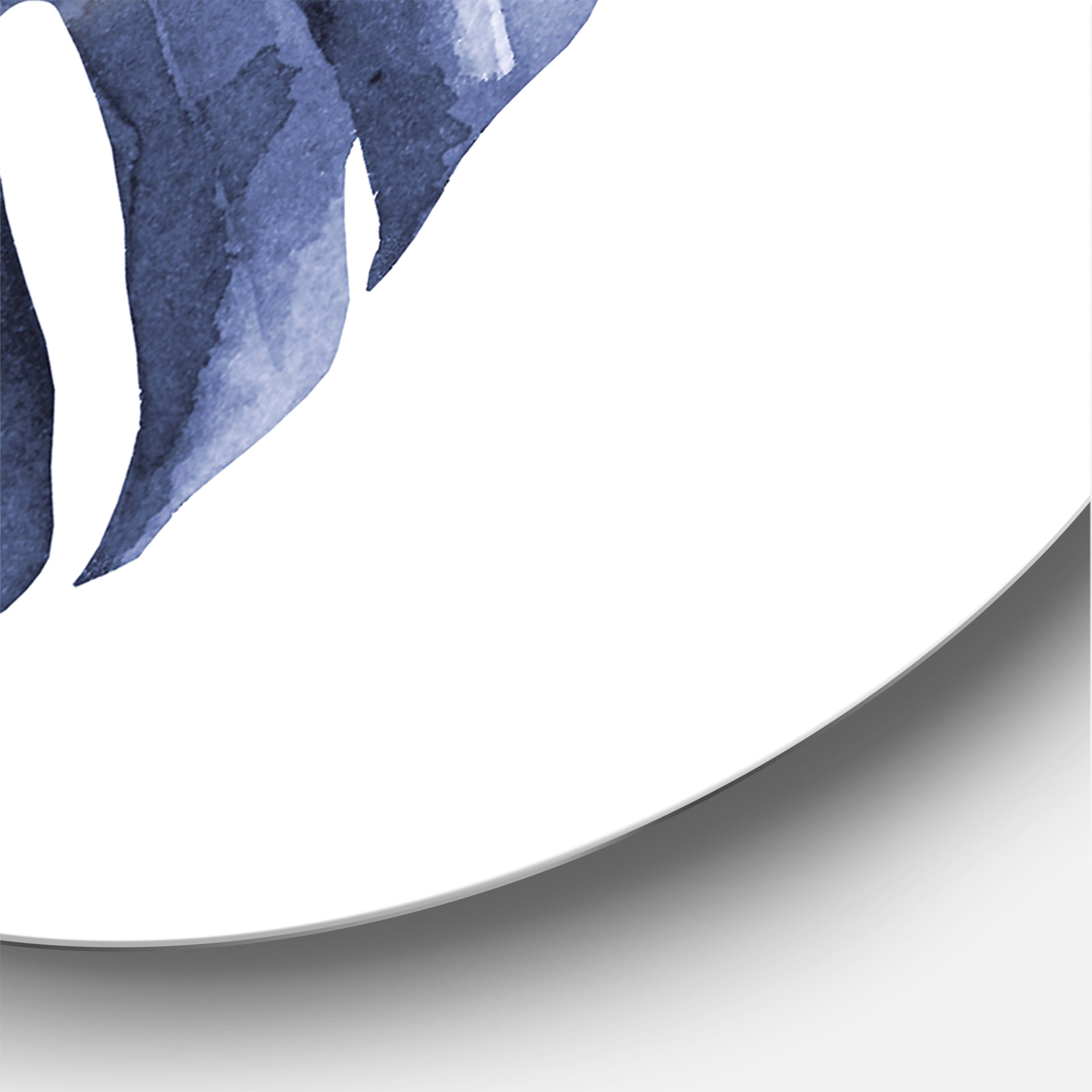 Designart 'Blue Watercolour Tropical Leaves III' Traditional Circle Metal Wall Art 29x29 - Disc of 29