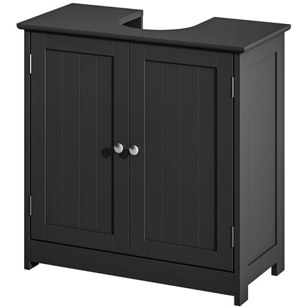 kleankin Pedestal Sink Storage Cabinet, Sink Bathroom Cabinet, Black