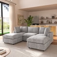 thumbnail image 6 of bokifol 100.5"Modular Sectional Sofa with Movable Ottomans,U Shaped Cloud Couch for Living Room,Light Grey, 6 of 18