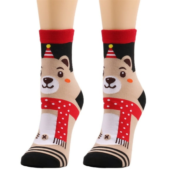 MZXELPRJD No Show Socks Womens Winter Cute Plush Ear Christmas Print Socks Super Soft Warm Socks, Ankle Compression Socks for Women Beige
