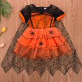 thumbnail image 3 of Baby Girl Halloween Witch Dress Cosplay Spider Cloak Fancy Dress Lace Chiffon Party Gown 1-5T, 3 of 9