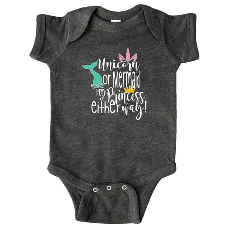 

Inktastic Unicorn or Mermaid I m a Princess Either Way Gift Baby Boy or Baby Girl Bodysuit