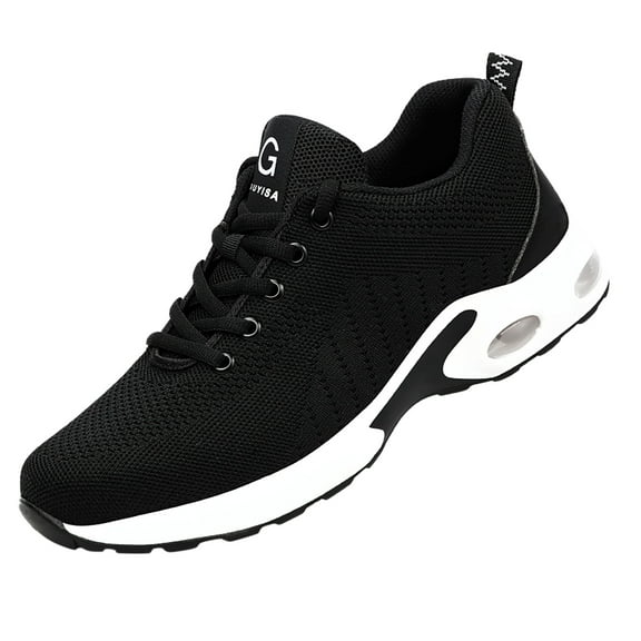 Wehilion Casual Sneakers For Men/Women Womens Shoes Safety Shoes For Men Women Air Cushion Steel Toe Shoes Work Trainers Sneakers Black