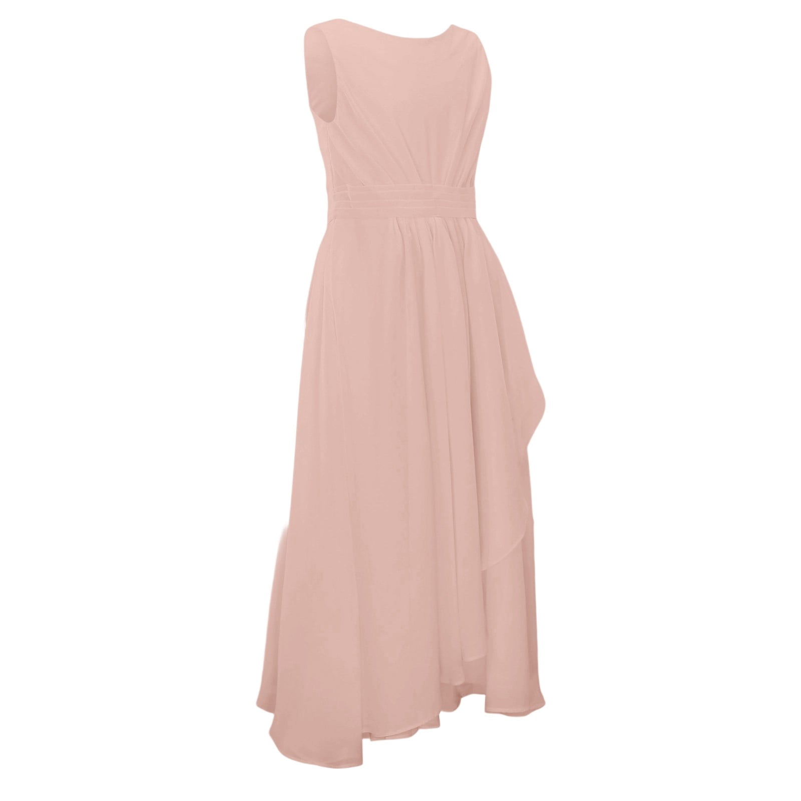 Wdgfv Girls Elegant Sleeveless Round Neck Party Dress For Kids Chiffon Flower Girl Bridesmaid Gown For Weddings Performances Outdoor Events Pink 110
