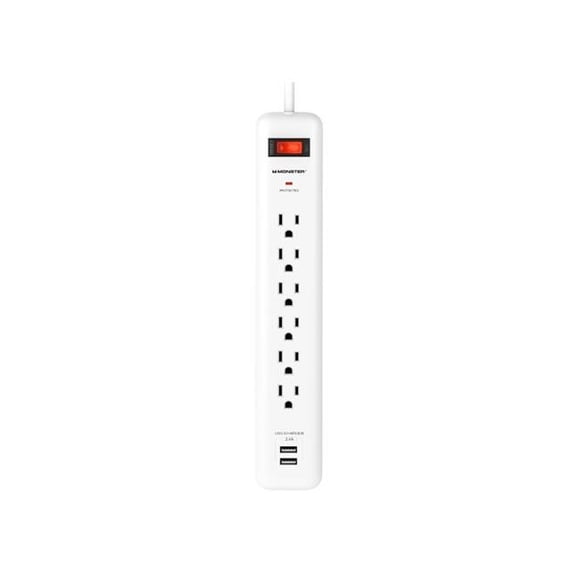 Monster 3001100 3 ft. 6 Outlets Power Strip with Surge Protection, White