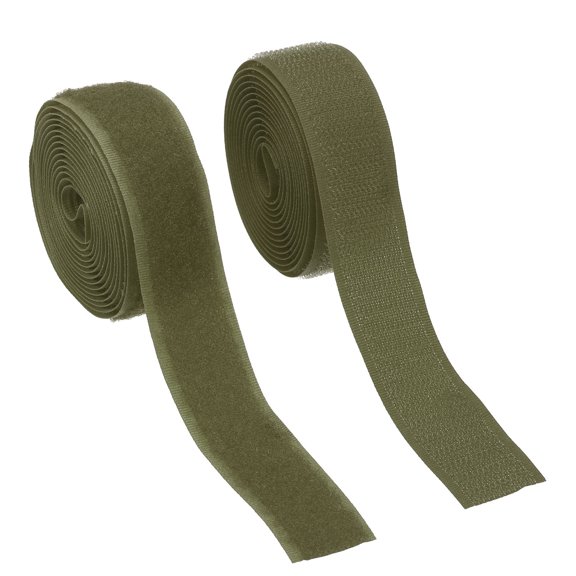 Sew on Hook and Loop Tape, 1 Inch Width Non-Adhesive Back Nylon Fastener Strips 2 Yards - Dark Green