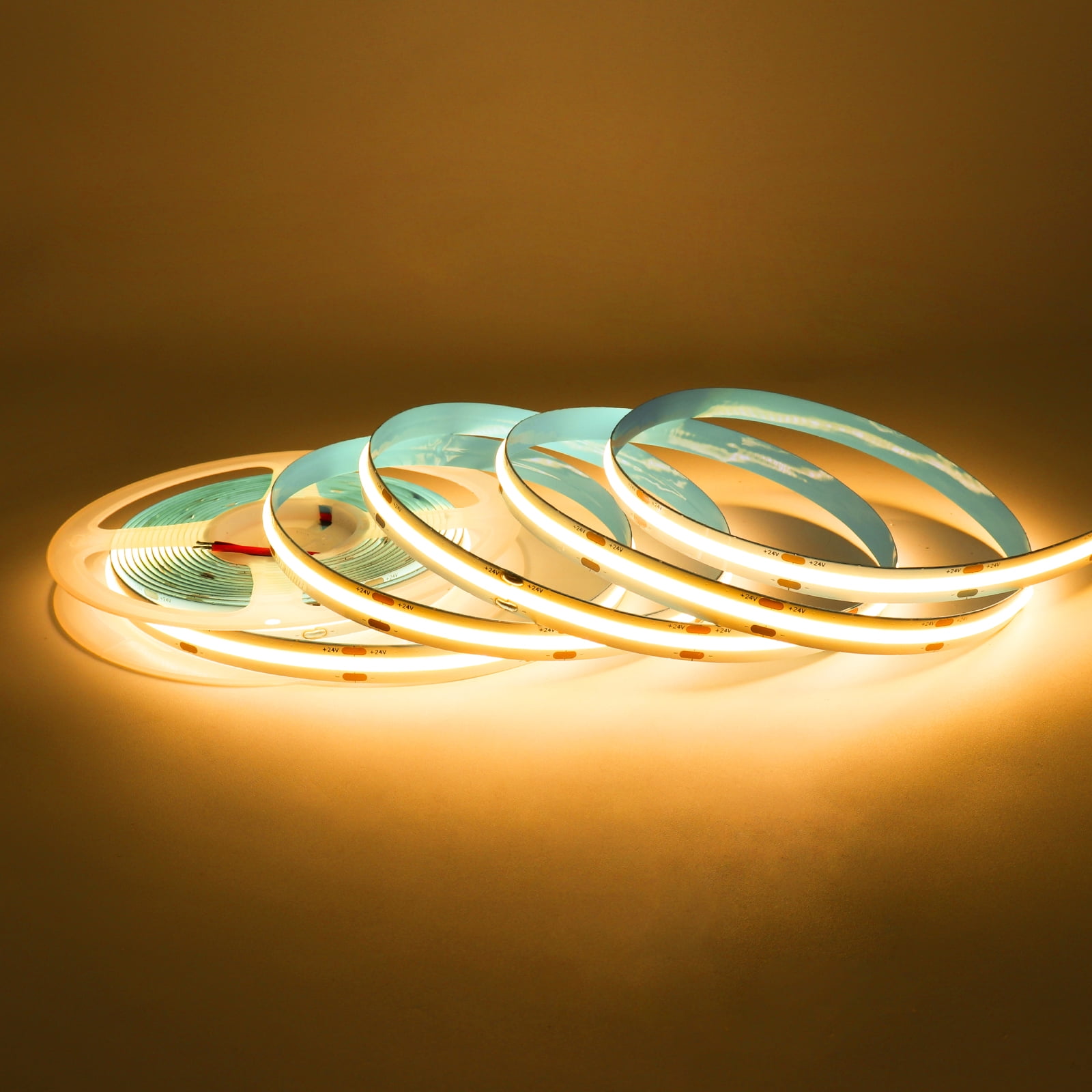 COB LED Strip Light 16.4ft 12V, 3000K Warm White, 528 LEDs/m, High Brightness, 10mm Flexible LED Tape for Indoor DIY Lighting(No Adapter&Controller)