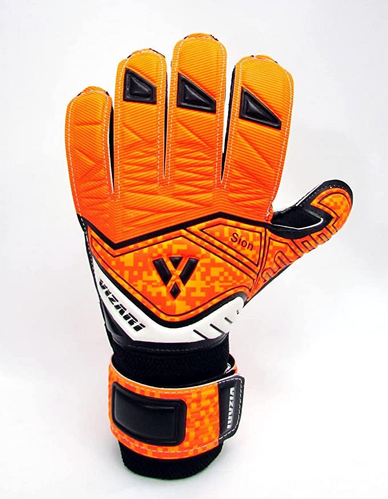 Vizari Sion Soccer Goalkeeper Gloves for Kids and Adults - Orange / White