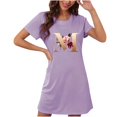 thumbnail image 4 of COM1950s Shorts pour Femmes, Chemises à Manches Courtes pour Femmes, Chemise de Nuit Courte Surdimensionnée Mode Imprimé Poitrine Manches Courtes, Chemises à Manches Courtes pour Femmes, 4 of 6