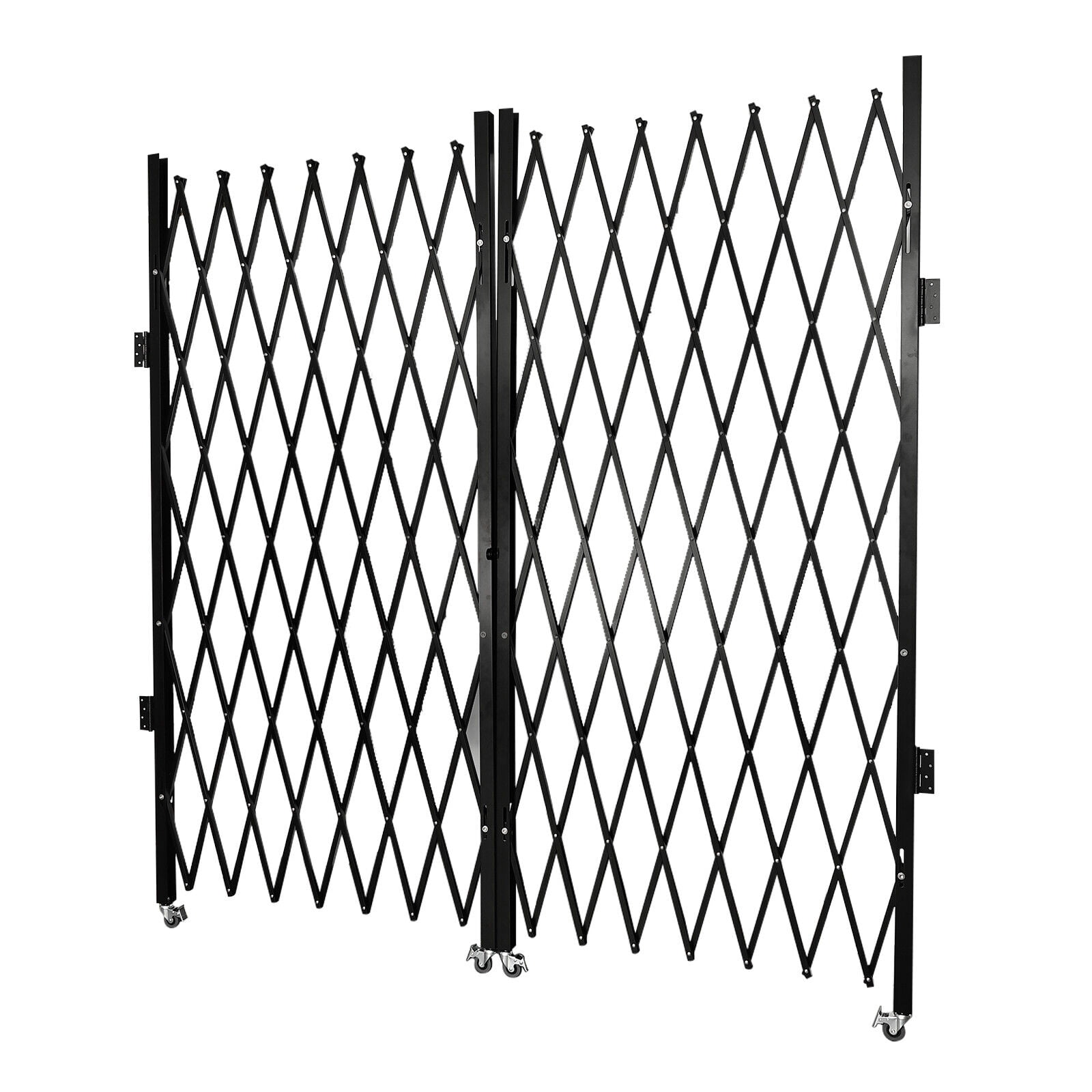 Expandable Door Gate 6-1/2'H x 12'W Scissor Gate Double Folding Security Gate Full Iron Frame (Ear Tabs And Padlock) Aluminum Mesh