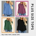 thumbnail image 4 of LANREMON Plus Size Fall Winter Tops for Women Casual Long Sleeve Round Neck Tunic Oversized Workout TShirts Shirts Blouse Green 16 Plus, 4 of 6
