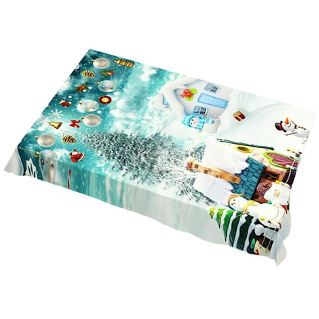 

LIHUA Xmas Cabin Snowman Removable Stretchy Chair Cover Table Mat Tablecloth Decor