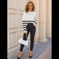 thumbnail image 4 of Suéter Holgado de Larga con Bloques de Color para Mujer, Moderno y Casual, de Punto con Cuello Redondo, para Otoño L, 4 of 10