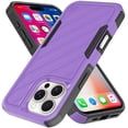 thumbnail image 3 of TJS for iPhone 16 Pro Phone Case, [Military Grade] Noble Lined Shockproof Dual Layer Hybrid Protective Cover (Dark Purple/Black), 3 of 6