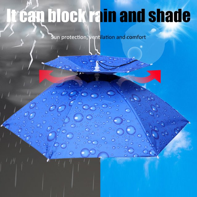 Pesca Sombrero de paraguas de lluvia portátil Gorra de cabeza plegable anti-UV para exteriores (gris plateado) Ehuebsd Para Estrenar