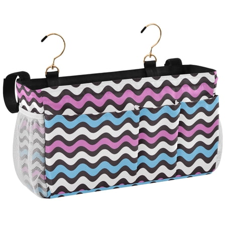 Ryvnso Bedside Caddy Multicolor Wavy Bedside Storage Bag Hanging Organizer